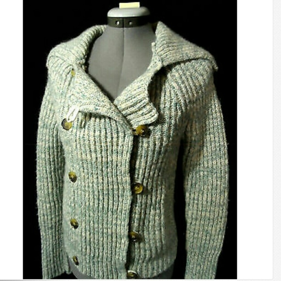 AMERICAN EAGLE Wool Alpaca Sweater M Coat Blue full zip Very heavy - Picture 2 of 6